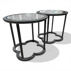 Pair of FrontGate Outdoor Glass Top Side Tables (sold as a set) (4 chairs also available)
