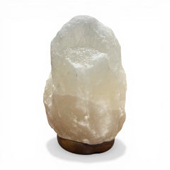 Natural White Himalayan Salt Lamp w/ Wooden Base