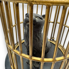 Decorative Metal Birdcage Sculpture w/ Perched Birds on Black Base