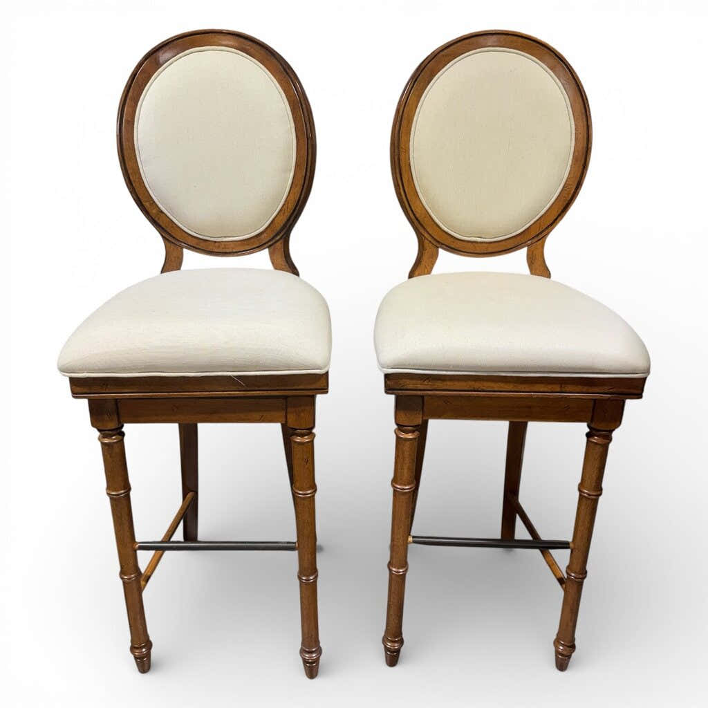 Broyhill Samana Cove Upholstered Swivel Bar Stools in Natural Amber (Set of 2)