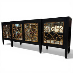 Hooker Furniture Sanctuary Four Door Mirrored Console in Ebony Finish 105Lx20Wx38H