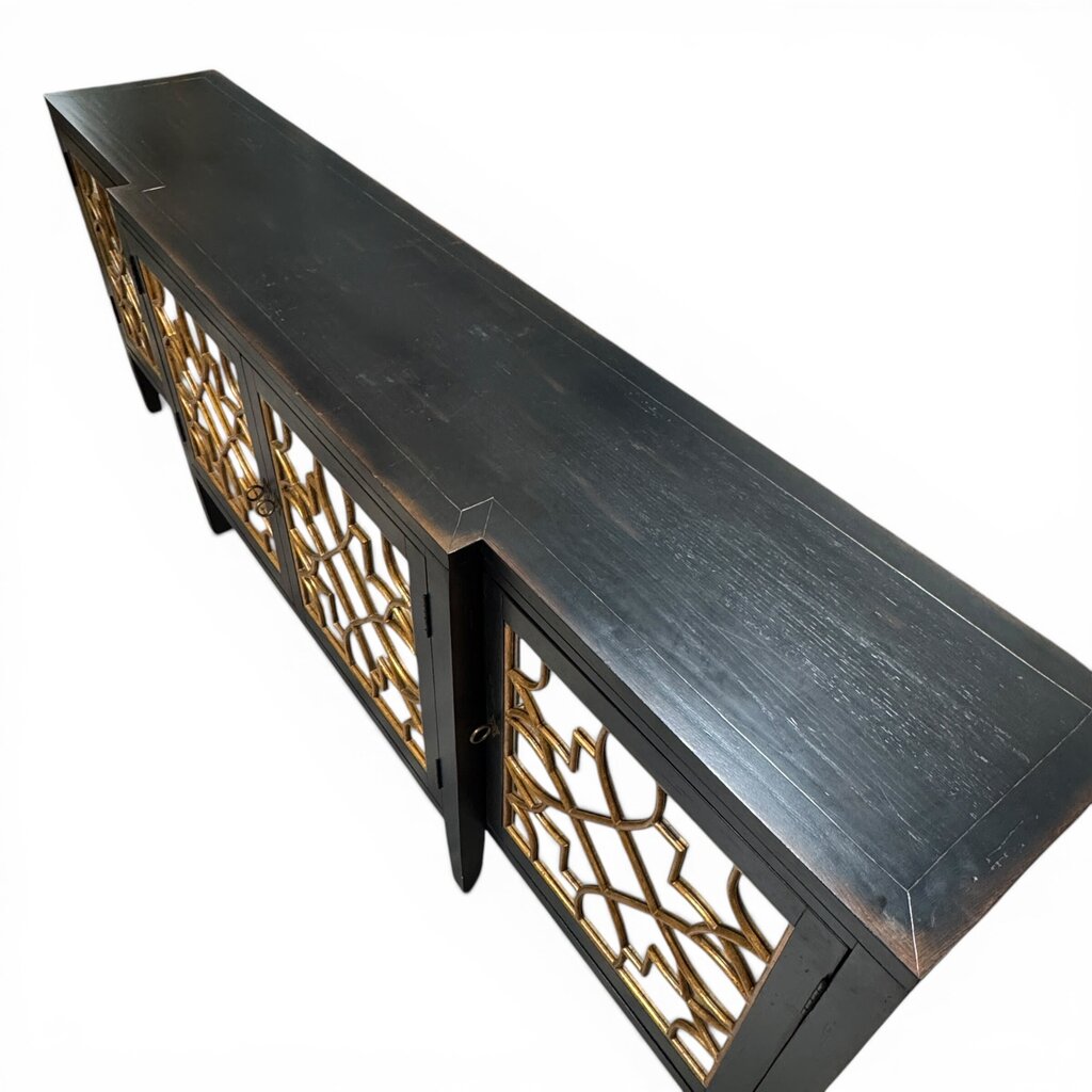 Hooker Furniture Sanctuary Four Door Mirrored Console in Ebony Finish 105Lx20Wx38H