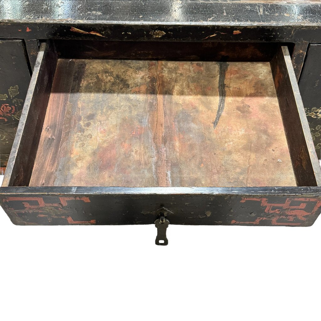 Early 19th Century Shanxi Province Chinese Black Lacquer Sideboard / Altar Cabinet 52.5Lx17.5Wx17H
