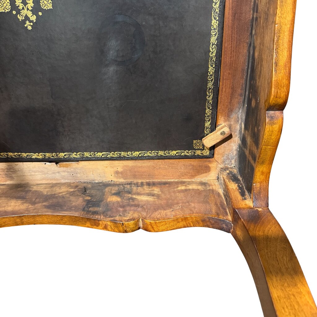 Antique French Provincial Game Table w/ Rotating Reversible Leather Top 29Lx29Wx29H