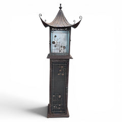 Metal Pagoda Lantern Cabinet w/ Textured Glass Sides 18Lx18Wx57H