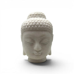 Chinese Oriental White Marble Stone Carved Buddha Head Figure 6Lx5.5Wx8.5H
