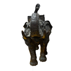 Large Elephant Sculpture w/ Basket 17Lx7Wx15H