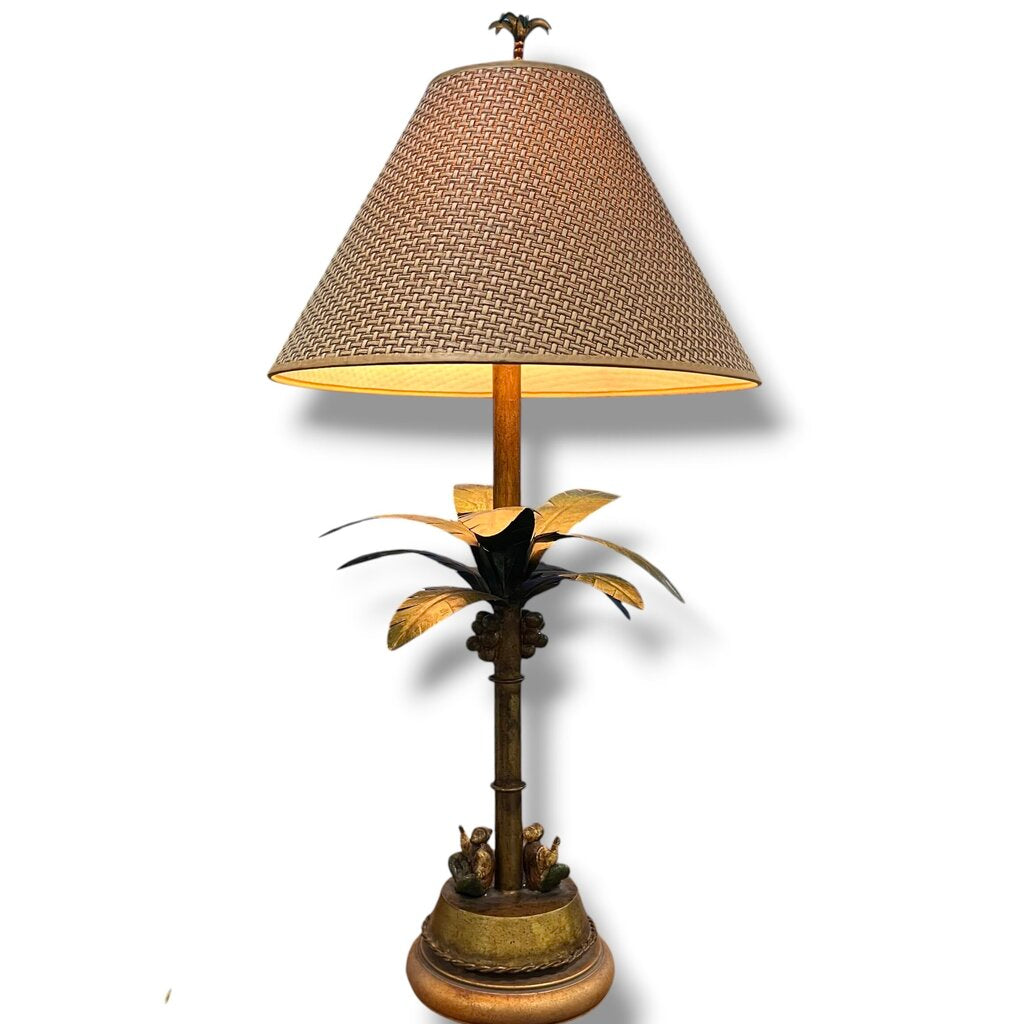 Chelsea House Palm Tree Table Lamp w/ Woven Shade 8Lx18Wx8H