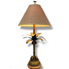 Chelsea House Palm Tree Table Lamp w/ Woven Shade 8Lx18Wx8H