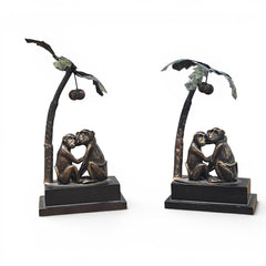 Pair of Monkey Under Palm Tree Bookends 6Lx2Wx6H