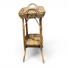 Antique Wicker Work Table 12Lx15Wx30H