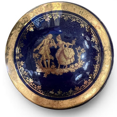 Cobalt Blue Limoges Porcelain Trinket Dish 3Lx3Wx1H