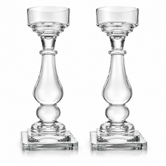 Pair of Clear Crystal Candlesticks 5Lx5Wx14H