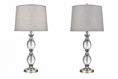 Dashwood Pair of Oval Crystal Table Lamps 15Lx15Wx29H