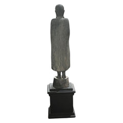 Carved Buddha Figure on Black Pedestal Stand 12Lx10Wx45H