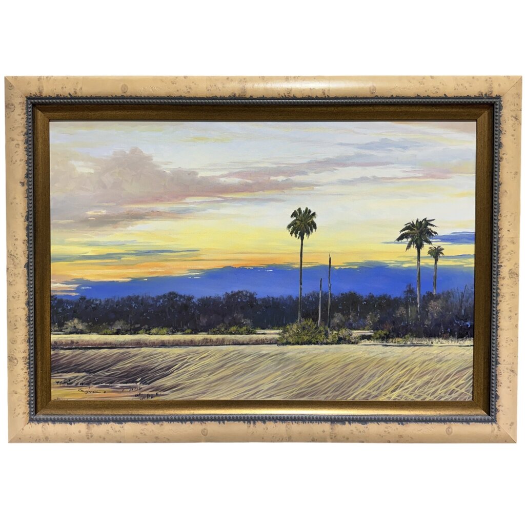 Joe Suroviec Florida Marsh Landscape Original Oil on Canvas, Framed, 43Lx31H