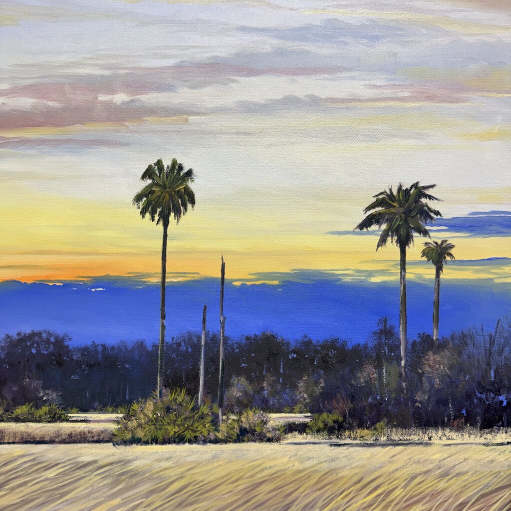Joe Suroviec Florida Marsh Landscape Original Oil on Canvas, Framed, 43Lx31H
