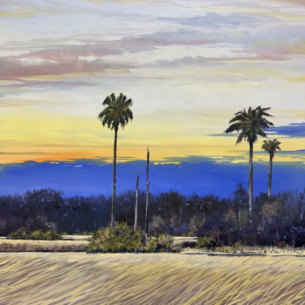 Joe Suroviec Florida Marsh Landscape Original Oil on Canvas, Framed, 43Lx31H