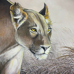 Joe Suroviec African Lioness Original Oil on Canvas, Framed, 41Lx29H