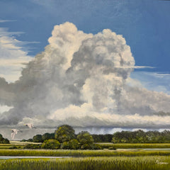 Joe Suroviec Coastal Marsh Landscape Original Oil on Canvas, Framed, 54Lx42H