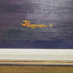 Joe Suroviec Woman Walking the Beach at Sunset Original Oil on Canvas, Framed, 41Lx29H