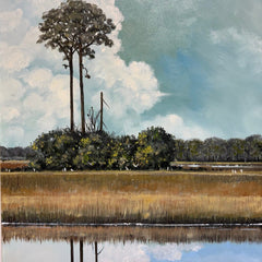 Joe Suroviec Florida Marsh Landscape Original Oil on Canvas, Framed, 29Lx41H