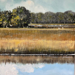 Joe Suroviec Florida Marsh Landscape Original Oil on Canvas, Framed, 29Lx41H