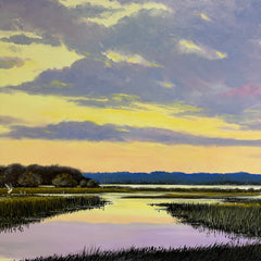 Joe Suroviec Coastal Marsh Landscape Original Oil on Canvas, Framed, 54Lx42H