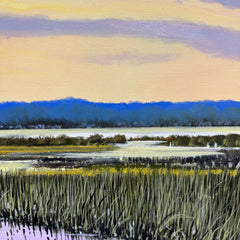 Joe Suroviec Coastal Marsh Landscape Original Oil on Canvas, Framed, 54Lx42H