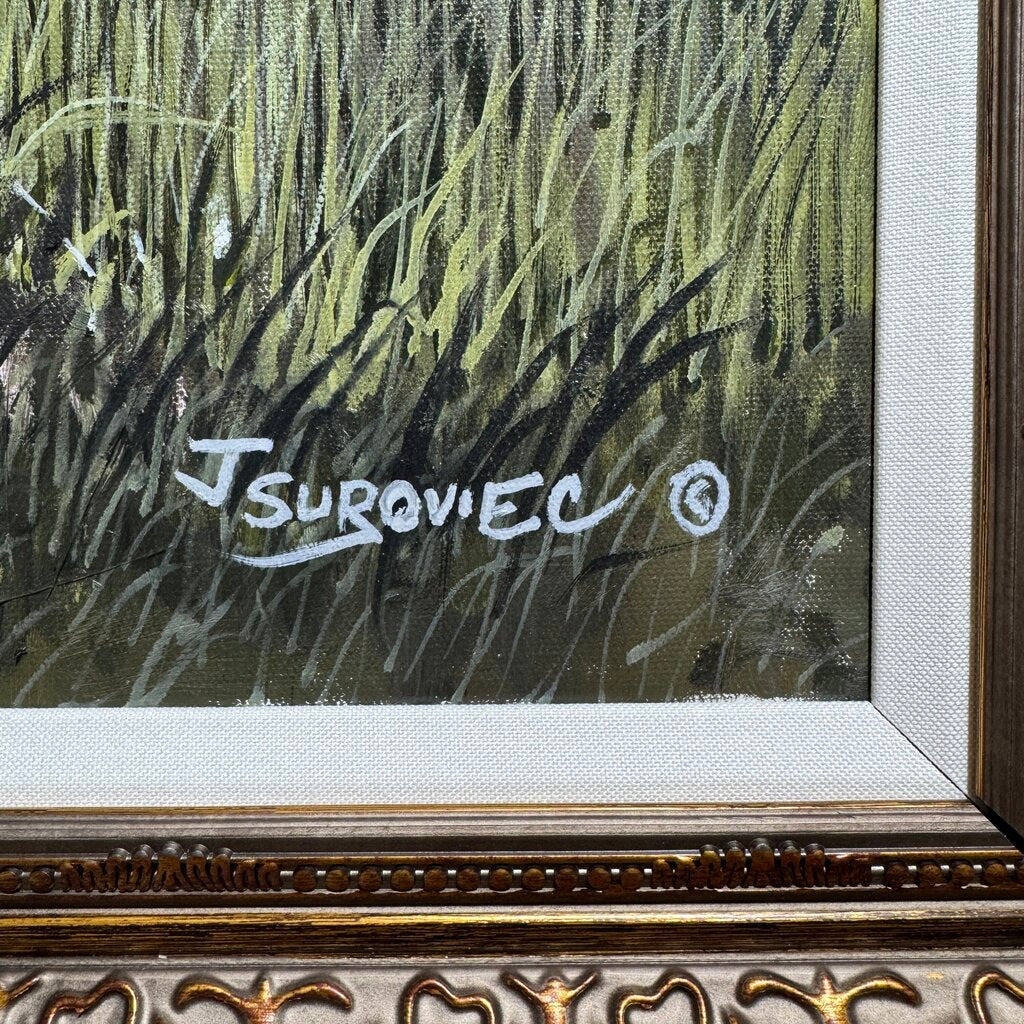 Joe Suroviec Coastal Marsh Landscape Original Oil on Canvas, Framed, 54Lx42H