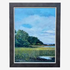 Joe Suroviec Coastal Marsh Landscape Original Oil on Canvas, Framed, 37Lx47H