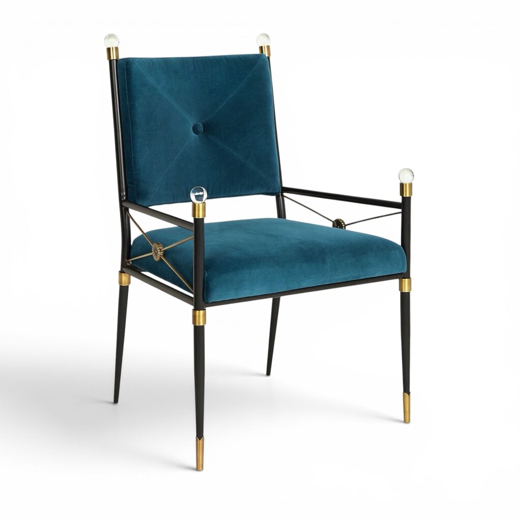 Jonathan Adler Rider Dining Chairs Set of 6 in Peacock Velvet 22Lx23Wx39H
