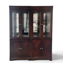 Pair of Hooker Furniture Double Door Display Cabinets w/ Lower Cabinets