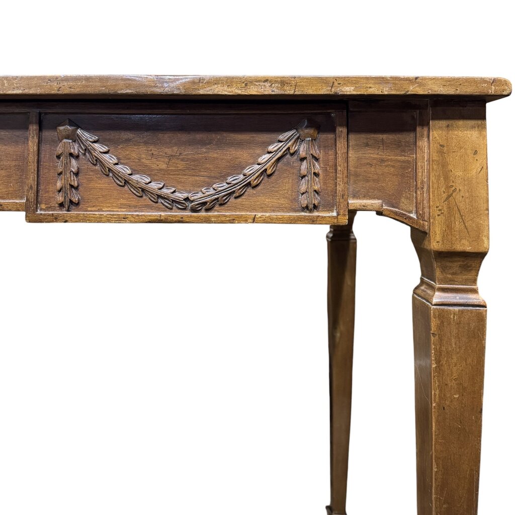 Italian Louis XVI Style Walnut One-Drawer Writing Desk 47.5Lx24Wx29H
