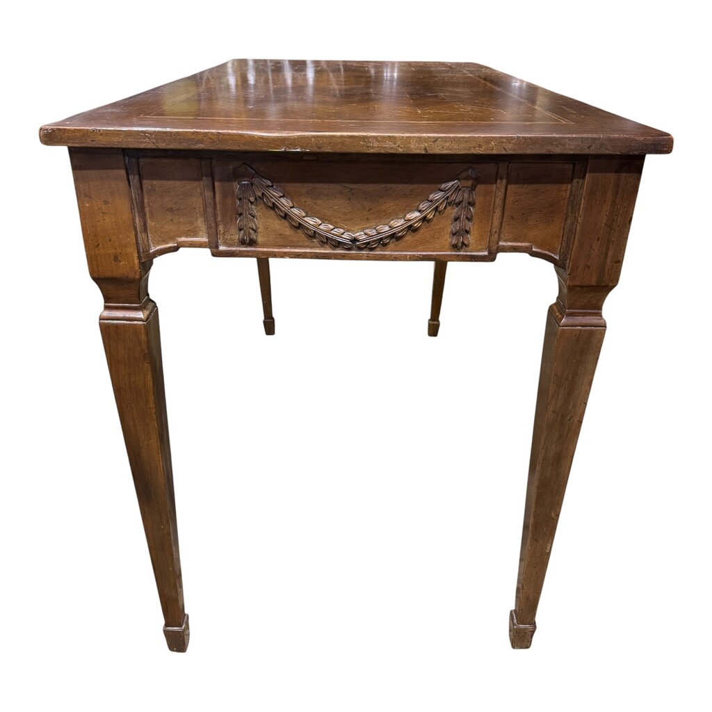 Italian Louis XVI Style Walnut One-Drawer Writing Desk 47.5Lx24Wx29H