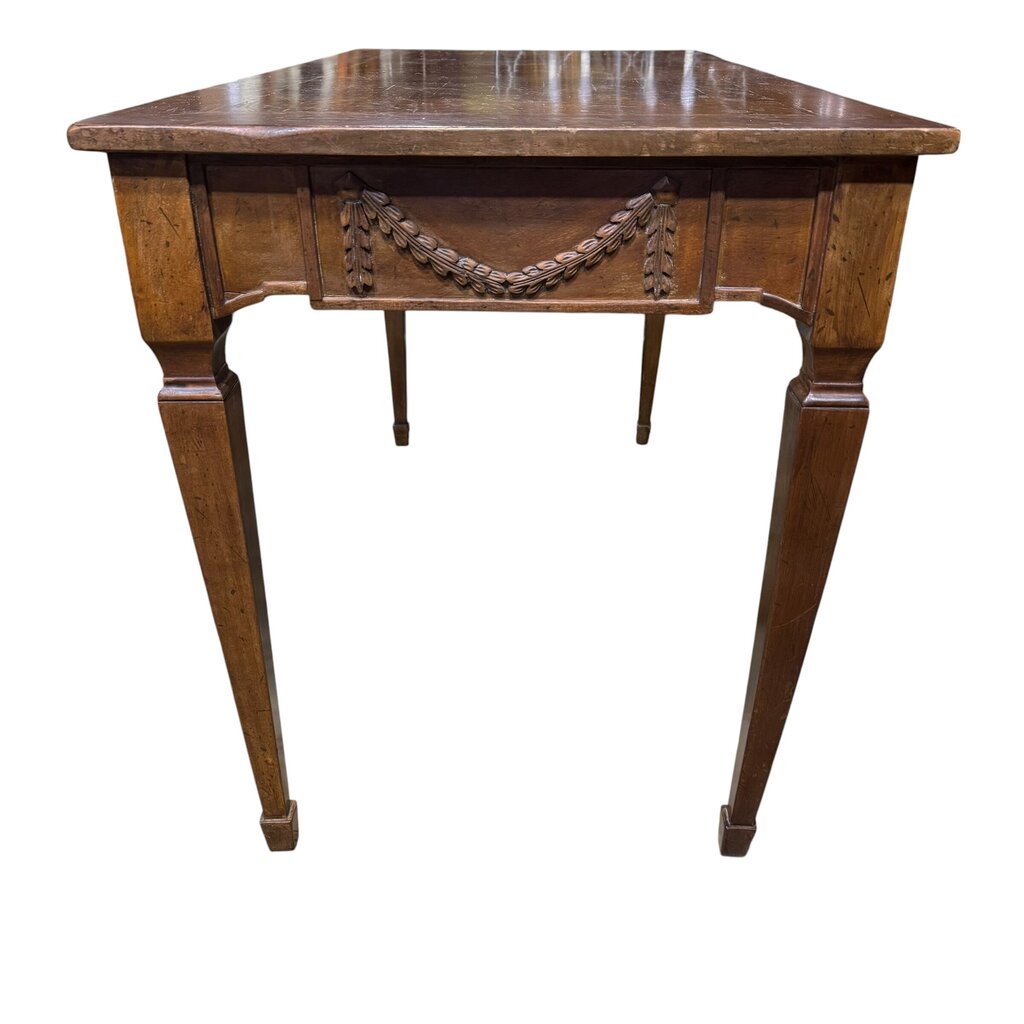 Italian Louis XVI Style Walnut One-Drawer Writing Desk 47.5Lx24Wx29H