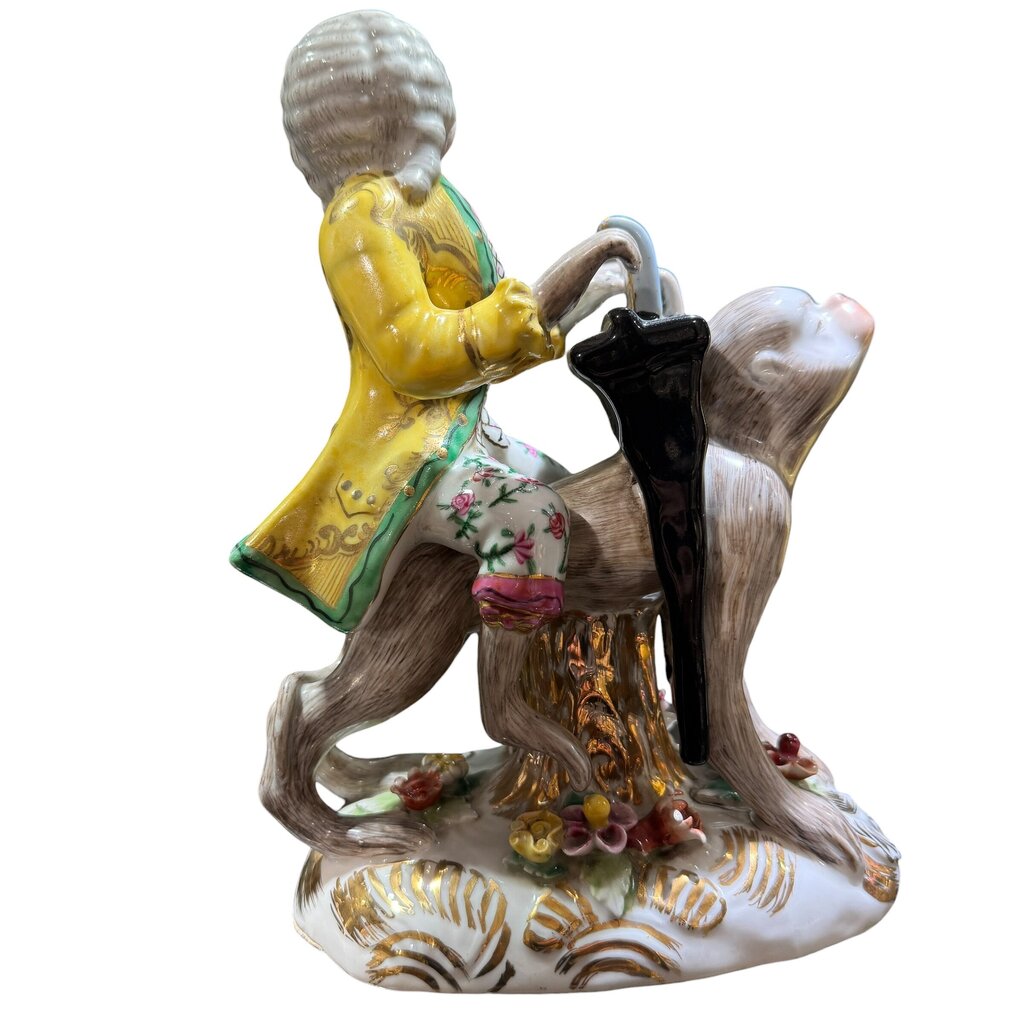 Pair of Porcelain Monkey Musician Figurines 12Lx10Wx11H