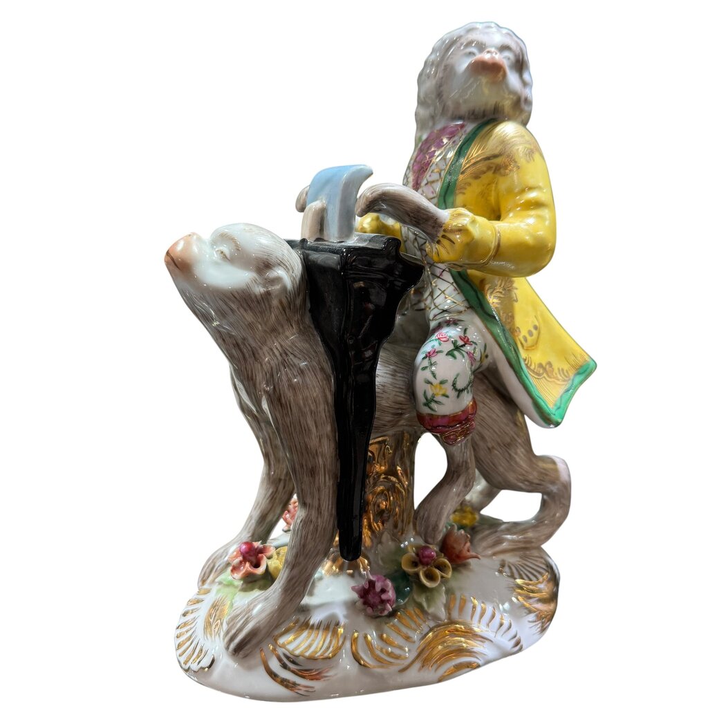 Pair of Porcelain Monkey Musician Figurines 12Lx10Wx11H