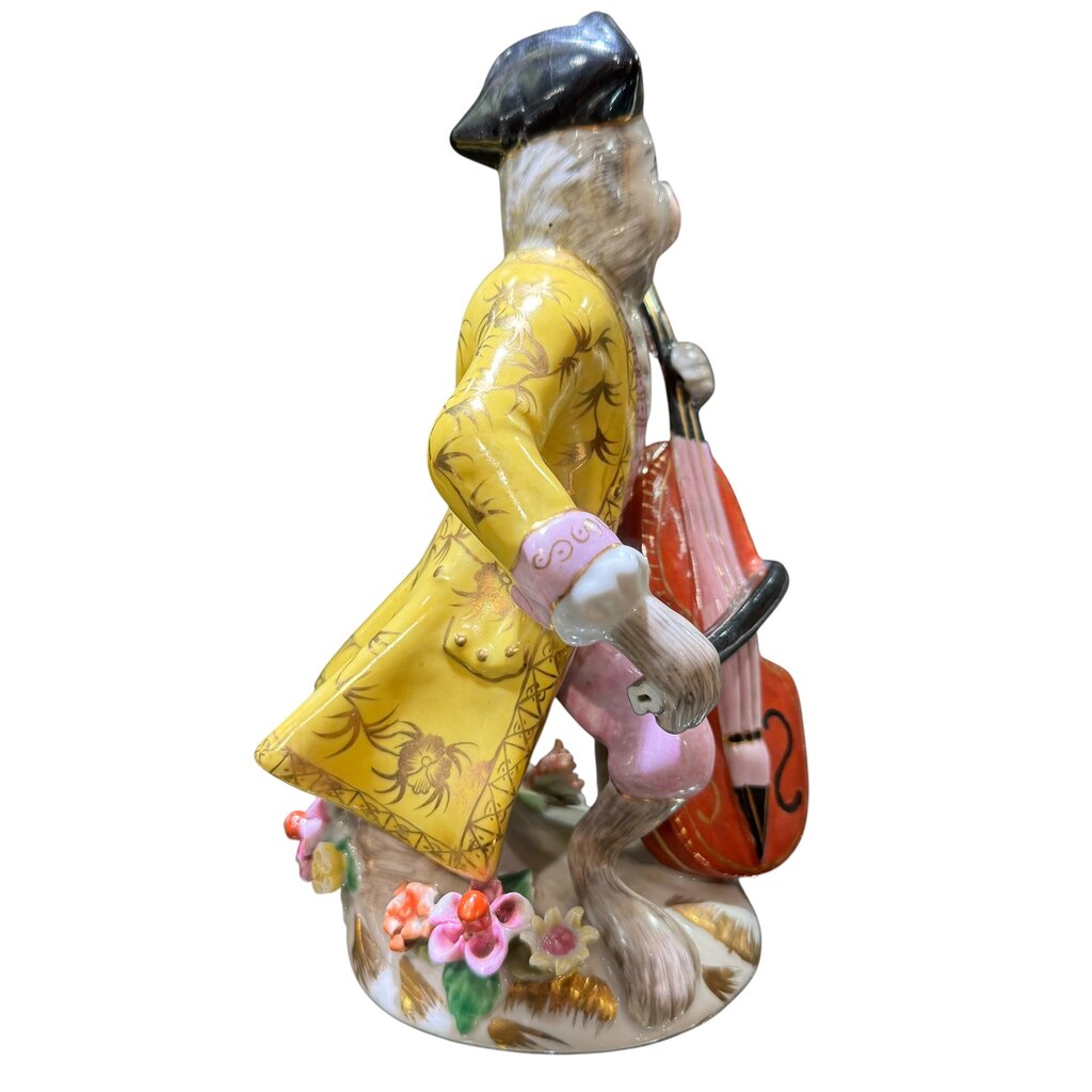 Pair of Porcelain Monkey Musician Figurines 12Lx10Wx11H