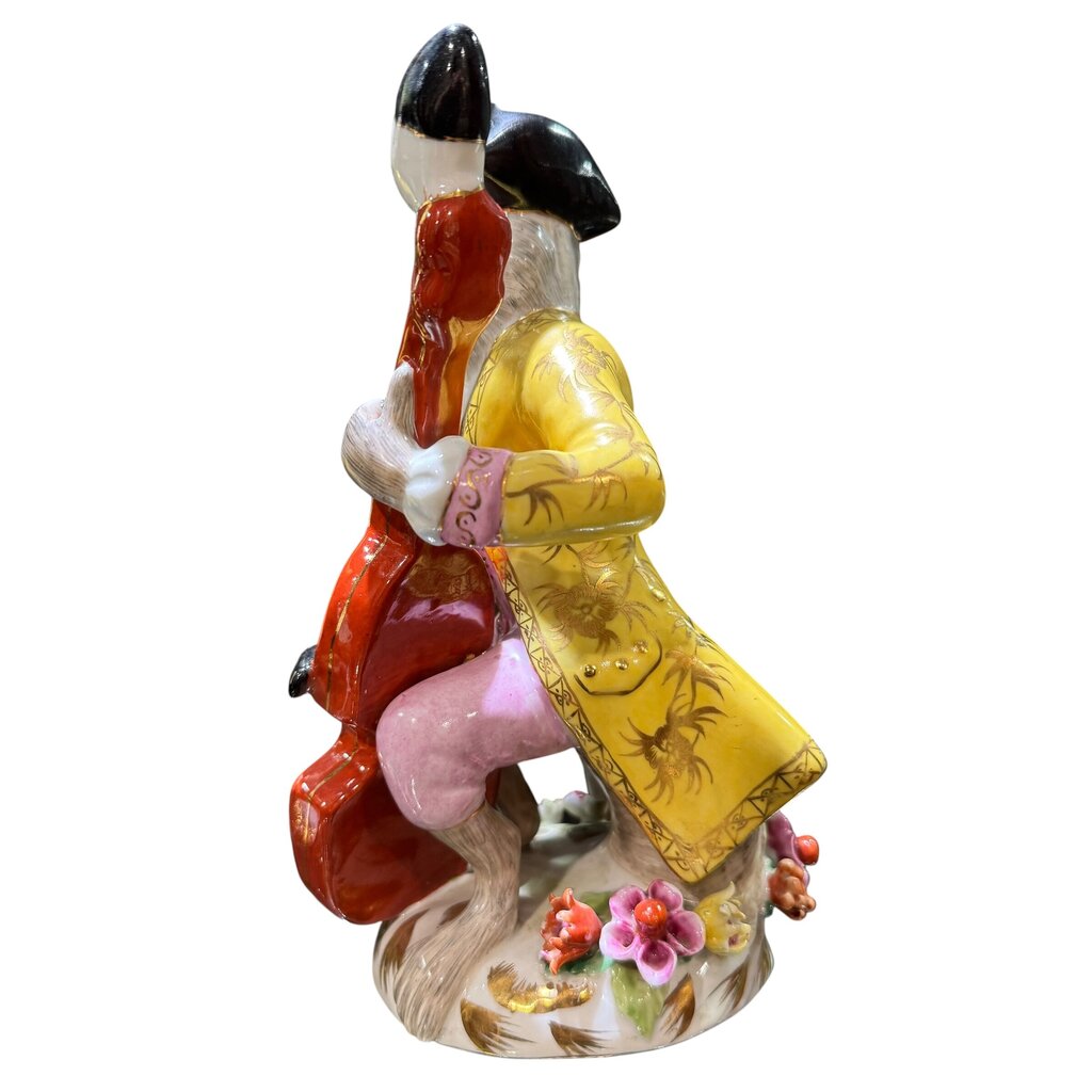 Pair of Porcelain Monkey Musician Figurines 12Lx10Wx11H