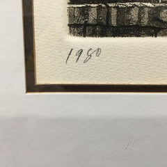 1980 Alan Jay Gaines Signed Etching "Harry L. Beldon" matted and framed, 26" x 23"