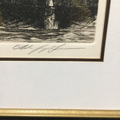 1980 Alan Jay Gaines Signed Etching "The Hancock" and "Boston" matted and framed, 26" x 23"