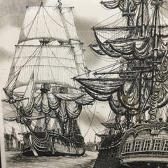 1980 Alan Jay Gaines Signed Etching "The Hancock" and "Boston" matted and framed, 26" x 23"
